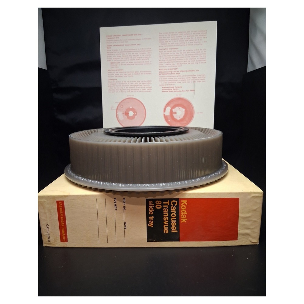 Kodak Carousel Transvue 80 Slide Tray Translucent Gray CAT 104 6093 with Box